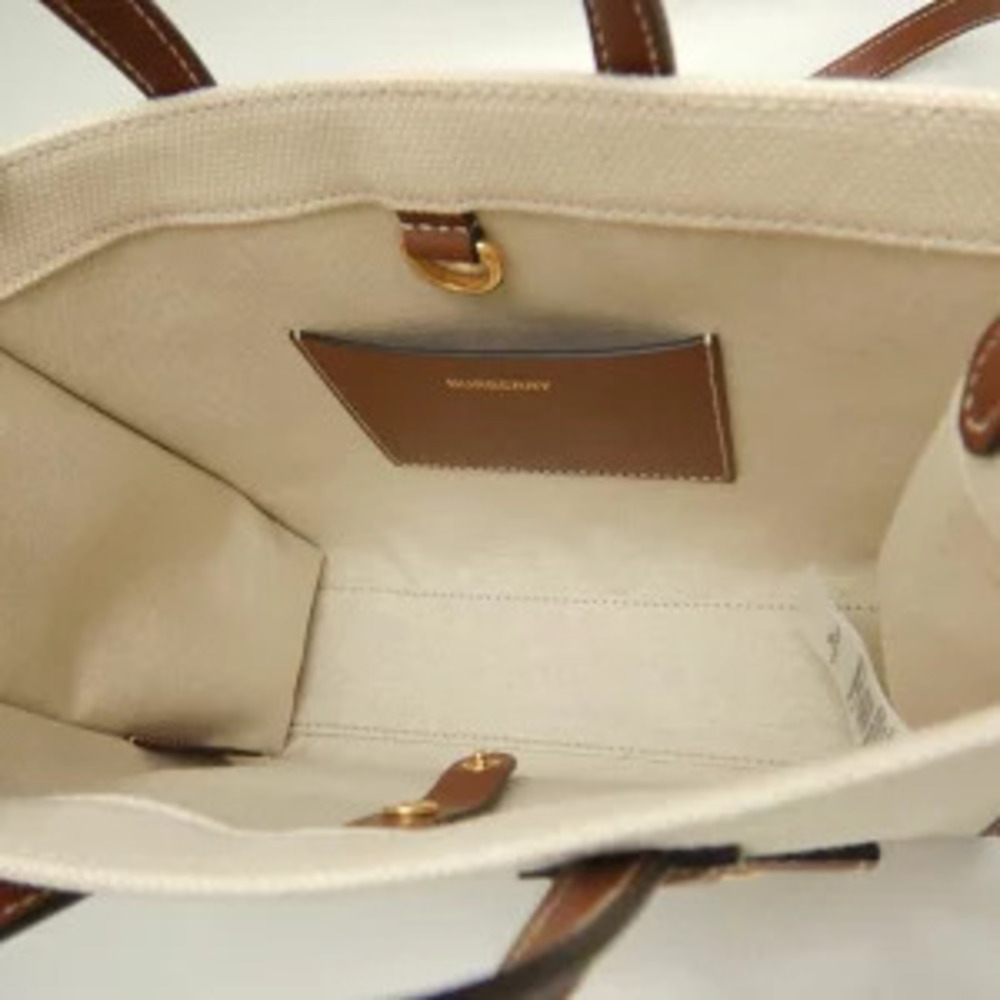 BURBERRY Freya Tote Bag Canvas Leather Tan - Picture 7 of 9